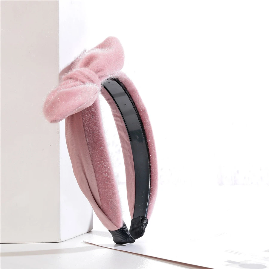 Korean Cute Velvet Hairbands Women Tiara Hoops For Girl Hair Accessories Large Bowknot Teeth Comb Bands Jewelry Party Wholesale