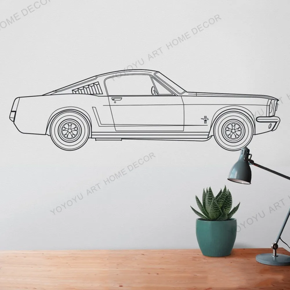 Автомобильная Наклейка на стену Ford mustang 65 fastback art pony car модель автомобиля дизайн