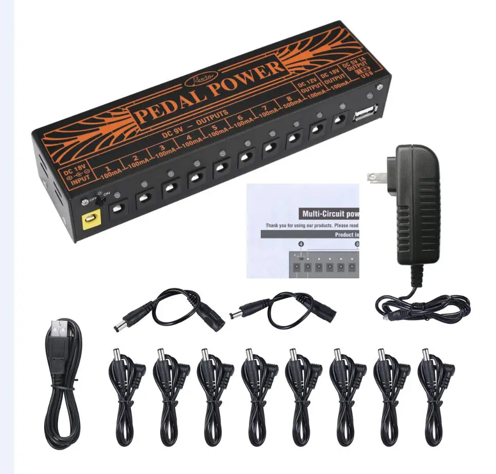 Rowin PW 01 гитарная педаль источник питания 10 изолированных DC выход для 9 В/12 В/18 в