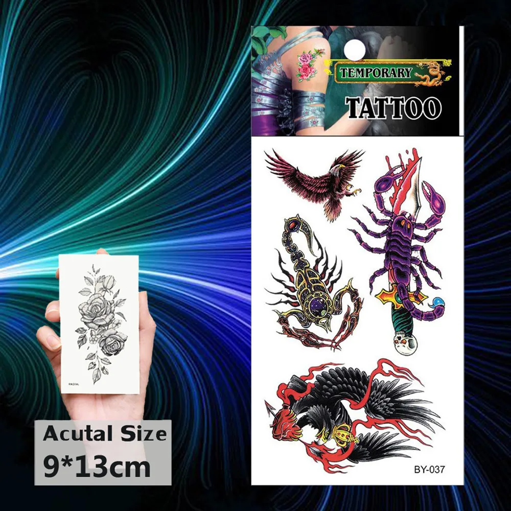 Орел и Скорпион тату для тела Искусство Макияж Прохладный Водонепроницаемый Временные татуировки наклейки флеш-тату Мужчины Женщины Поддельные Татуировки - Цвет: by-037
