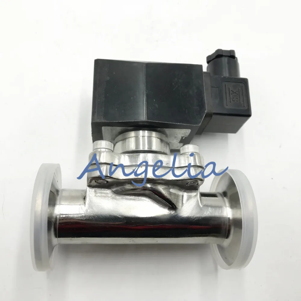 AC220V DC24V 1/" DN15 Электрический санитарный Соленоидный клапан из нержавеющей стали 304 Tri Clamp OD 50,5 мм нормально закрытый