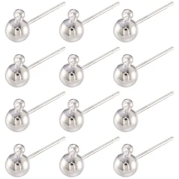 

100pcs Brass Ball Post Ear Studs Earrinf Findings with Loop for Jewelry Making DIY Accessories