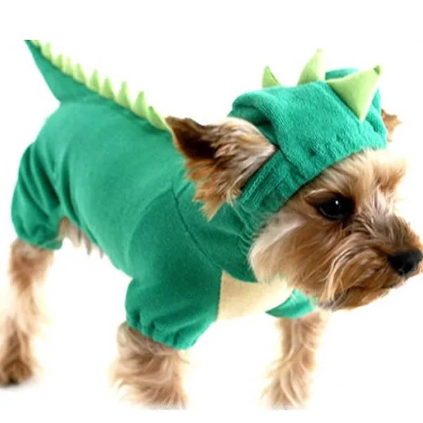 Щенок собака домашний питомец Хэллоуин костюм динозавра водонепроницаемый пальто зеленый пальто наряды джемпер одежда