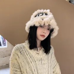 Hand Knitted Warm Wool Hat Children's Korean Version Gentle Rabbit Hair Knitted Hat Fisherman's Hat in Autumn and Winter
