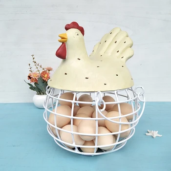 

Iron Basket Egg Storage Basket Snack Fruit Basket Creative Collection Hen Ornaments Decoration Kitchen Accessories