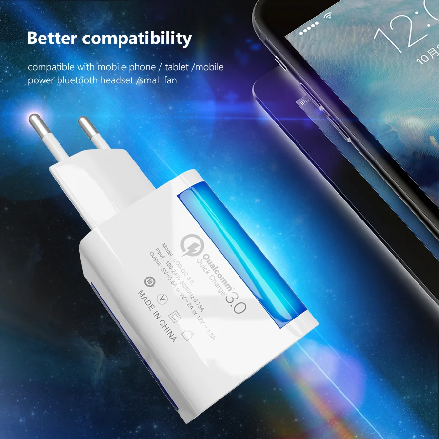 2A ЕС USB зарядное устройство с подсветкой зарядное устройство Быстрая зарядка мульти разъем мобильного телефона зарядное устройство для iPhone Samsung Xiaomi