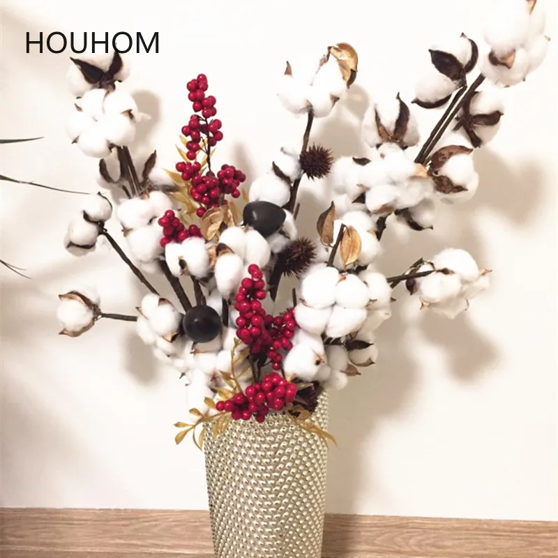 Натуральные сухие хлопковые цветы искусственные растения цветочные ветки для