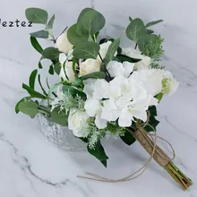 Свадебный букет белая Подружка невесты для свадьбы Искусственные цветы Пион листья лес Свадебный букет поддельные SPH75