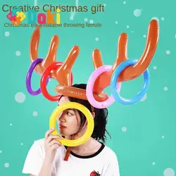 Doki brinquedo 2021 novo pvc inflável antlers jogo define anel ponto boné de natal entrega anel brinquedos