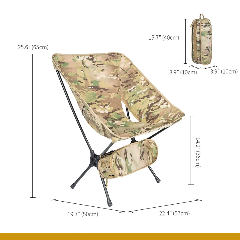 OneTigris Portable Camping Chairs Multicam Foldable Outdoor Chair For Camping Trekking Fishing BBQ Parties Gardening Indoor Use 2