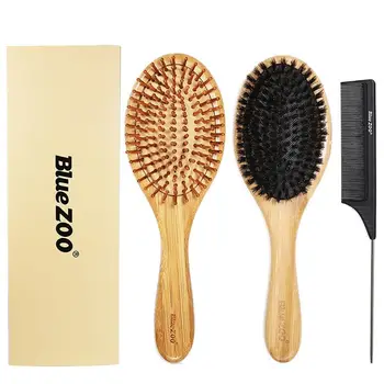 

3PCS Natural Bamboo Hair Brush Massage Scalp Comb Anti-Static Care Combs