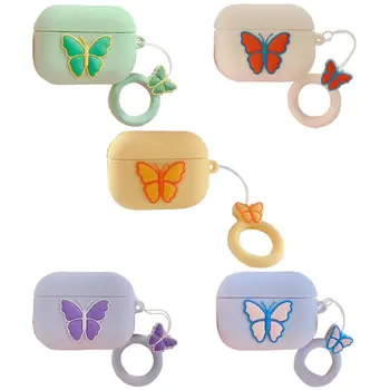 

For Airpods Pro 2 1 Solid Color Butterfly Bluetooth Wireless Silicone Case Cover