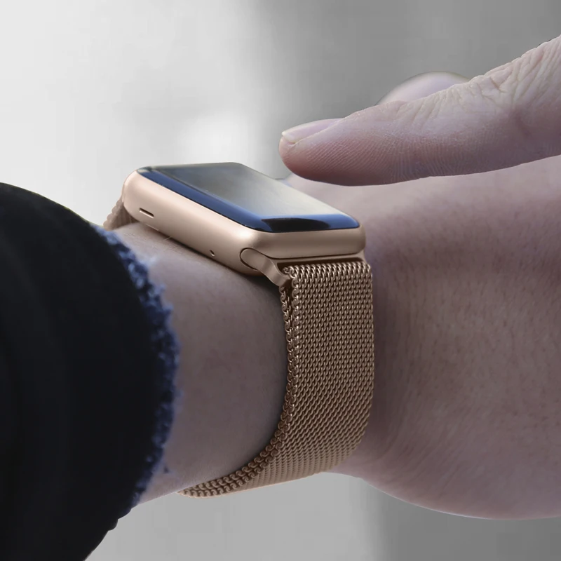 Миланский Браслет-петля, браслет из нержавеющей стали для Apple Watch, серия 1, 2, 3, 42 мм, 38 мм, металлический ремешок для iwatch 4, 5, 40, 44 мм, разноцветный