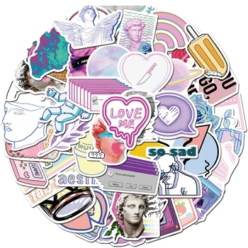 

50pcs Vaporwave Art Style Sticker For Laptop Computer Skateboard Luggage Refrigerator Notebook Cartoon Waterproof Stickers