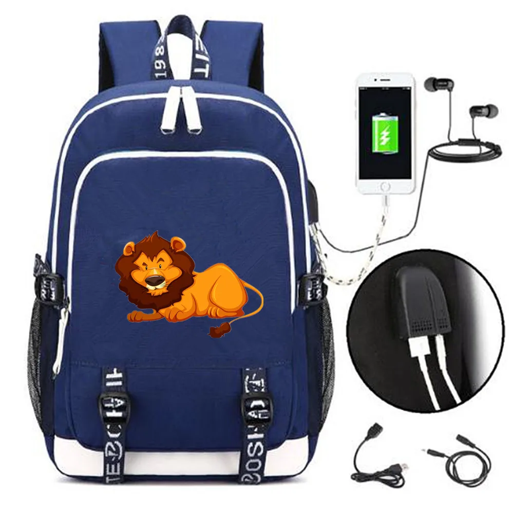 Детская школьная сумка лев Король Simba usb рюкзаки с зарядным устройством для мужчин wo мужской Музыкальный Рюкзак Сумка через плечо дорожная сумка для ноутбука - Цвет: P