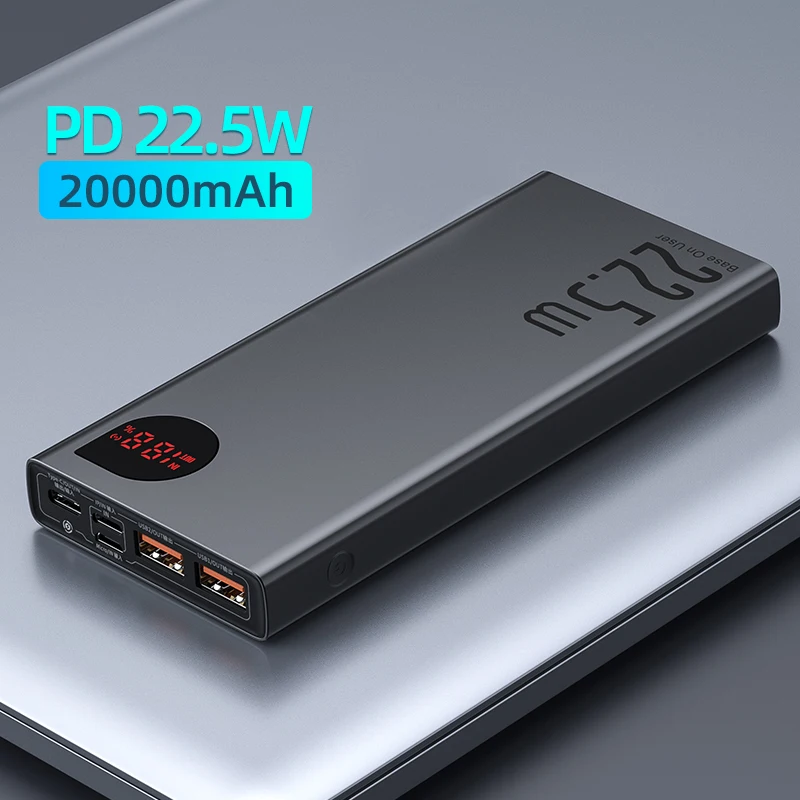 Baseus 22.5W Power Bank 20000mAh Portable Fast Charging Powerbank Type C PD Qucik Charge Poverbank External Battery Charger power bank mini Power Bank