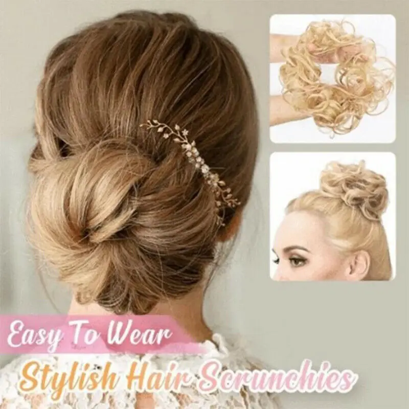 Easy To Wear Stylish Hair Scrunchies Synthetic Hair Chignons