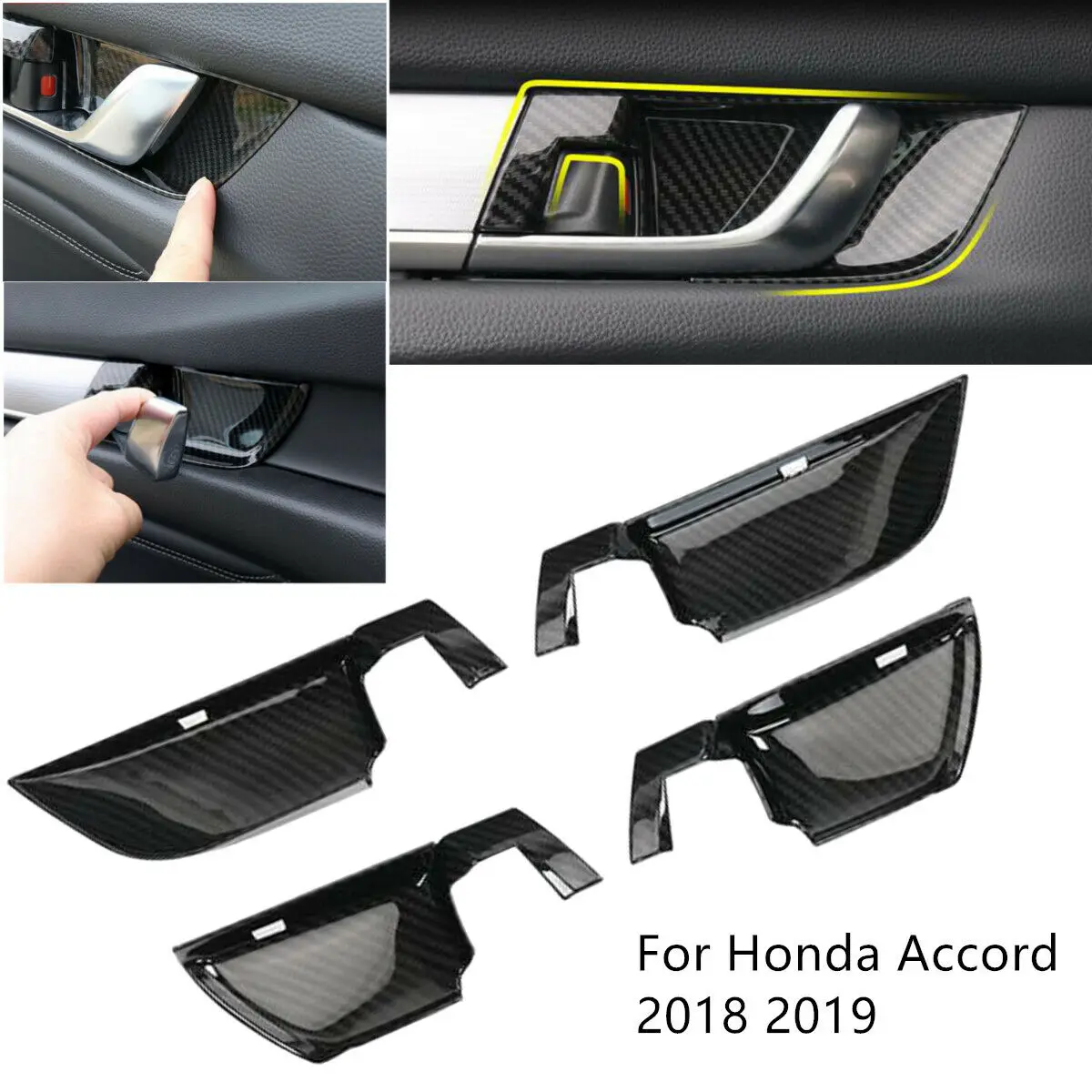 Углеродное волокно стиль внутренняя дверная ручка Чаша Накладка для Honda Accord Простота установки и использования