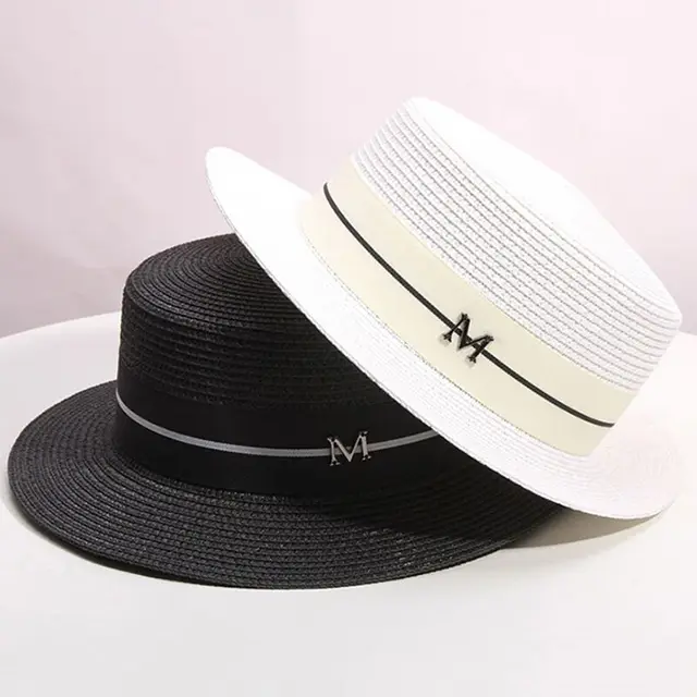 Hat For Women Panama Hat Summer Beach Hat Female Casual Lady Women Flat Brim Straw Cap Girls Sun Hat 3