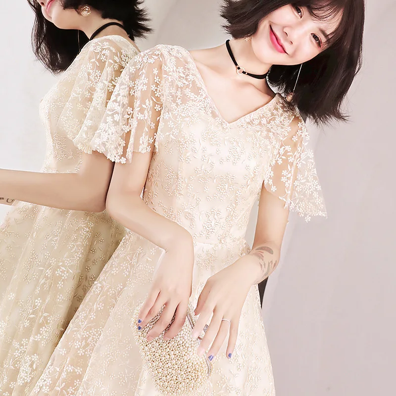 

2020 Cocktail Dress Gengli Dress Small Women 2020 New Autumn Temperament Celebrity Party Bridesmaid Evening Elegant Short Style