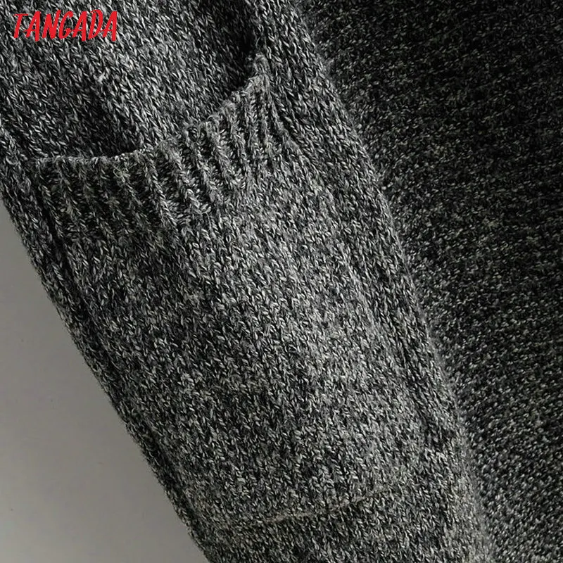 Tangada женский однотонный вязаный длинный жилет пальто винтажный Женский новое поступление свитер кардиган-безрукавка женский топ 1F107