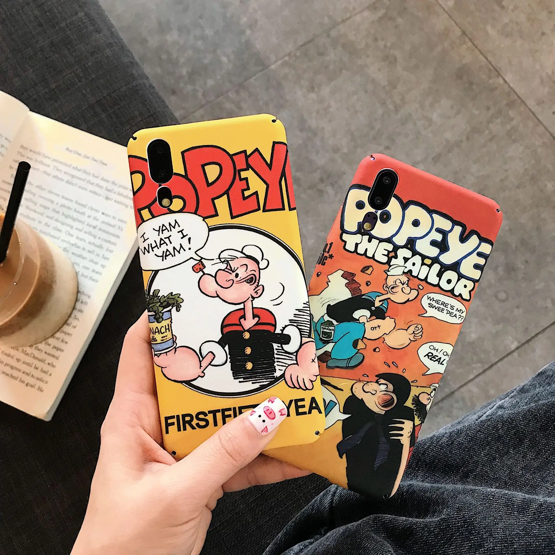 Чехол для телефона в стиле ретро с мультяшной иллюстрацией popeye шпинат iPhone 7 6 8 Plus xs