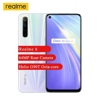 

Realme 6 Russian Version NFC Smartphone Helio G90T 6.5" full Screen 64MP Quad Camera 4300mAh 30W Fast Charger Android CellPhone