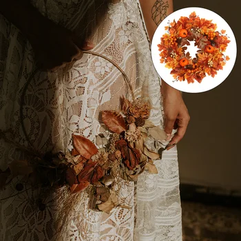 

1Pc Thanksgiving Wreath Pumpkin Garland Festival Garland Artificial Decor Door Decor for Festival Halloween Thanksgiving