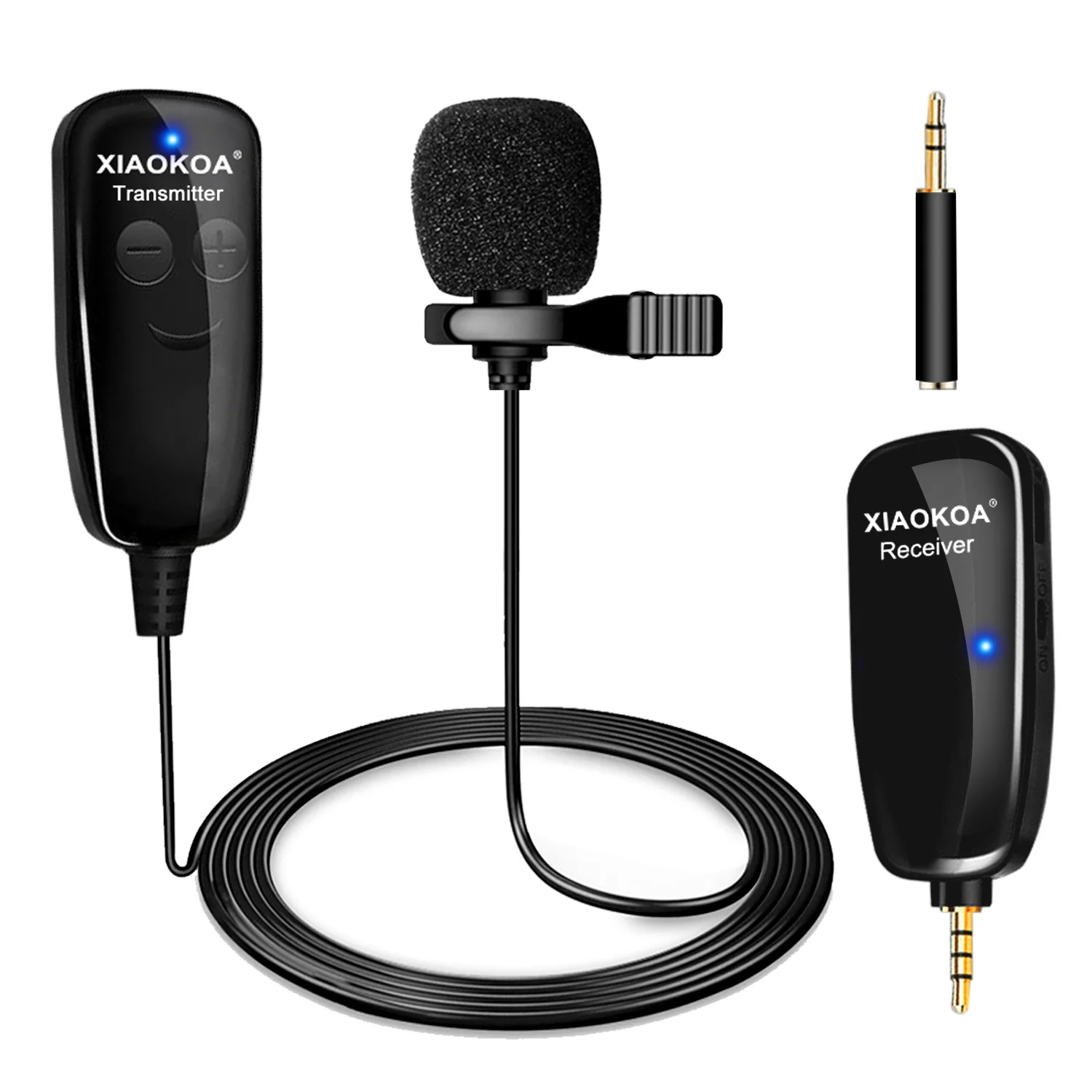 XIAOKOA UHF Lavalier Lapel Wireless Microphone Recording Vlog Youtube Live Interview for Iphone Ipad PC Android DSLR Microphone