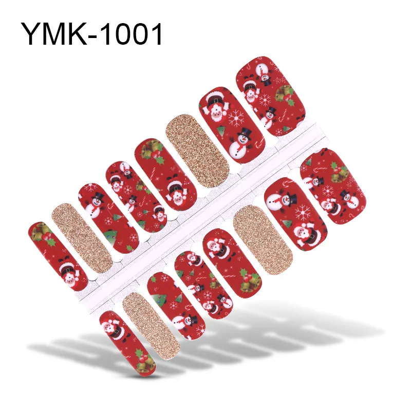 YMK1001 Lamemoria 1 шт. Merry Christmas зима снежинка Санта Клаус Полный Обертывания клей для накладных ногтей переводные наклейки на ногти новогодние подарки - Цвет: YMK1001