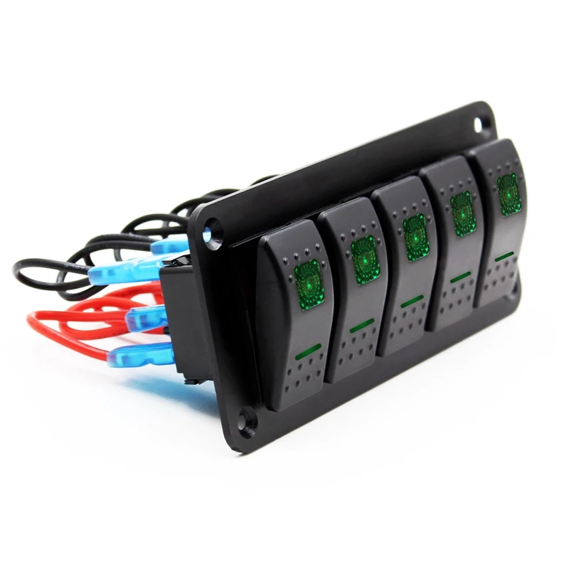 12 V-24 V 5 Gang green кулисный переключатель Панель автомат защити цепи лодка морской Водонепроницаемый