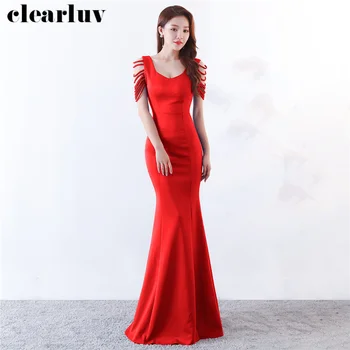 

Elegant Evening Dress Stylish Scoop Collar Plus Size Formal Party Gown DX311 2020 Floor Length Mermaid Prom Dress Robe De Soiree