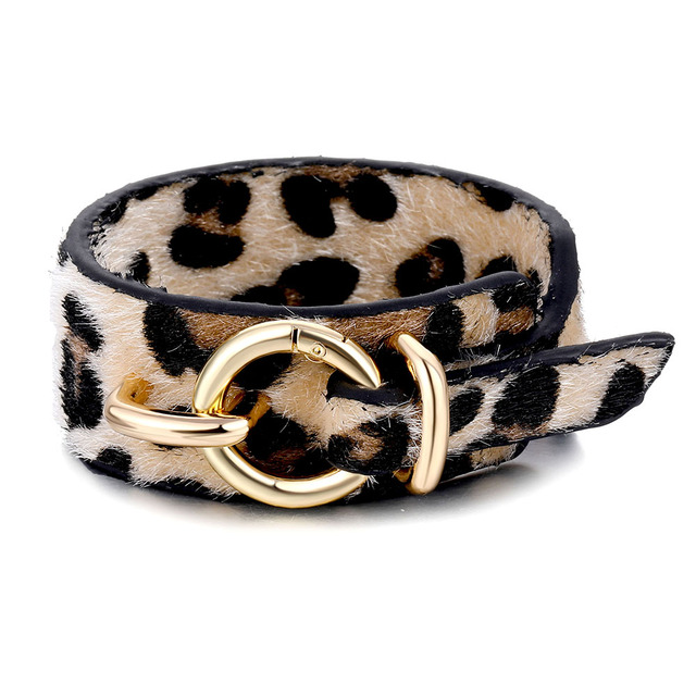 Fashion Leopard Snake Charm Leather Bracelets For Women Metal Button Leather Wide Bracelet Bangle Big Statement Jewelry Gifts