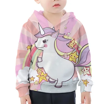

New Rainbow Unicorn Hoodie Children's Kids Sweatshirt For Girl Boy Cartoon Unicorn Printed Hoodie Casual Family Matching Outfits
