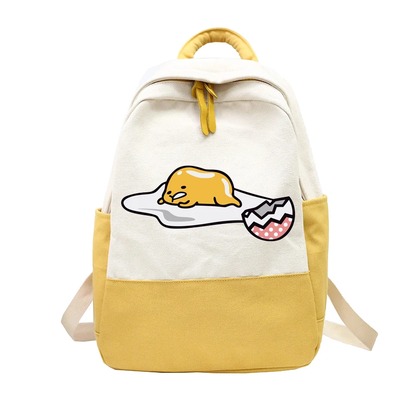 Японский стиль Gudetama холщовый рюкзак для женщин симпатичное яйцо принт дорожный Рюкзак Школьная Сумка для досуга для девочек-подростков сумка на плечо