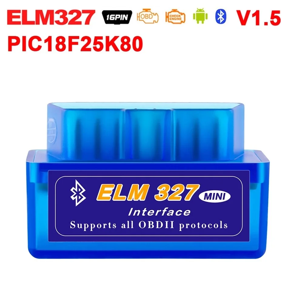 ELM 327 Bluetooth PIC18F25K80 ELM327 OBD2 Scanner ELM327 Bluetooth V1.5 ELM327 Bluetooth Adapter ELM 327 1.5 for Android/PC - Цвет: 2PCB BLUE