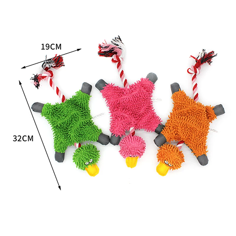 Pet Dog Squeaky Toy Durable Cute Papa Duck Making Sound Plush Dog Puppy Chew Toys Training Teething Toys For Small Medium Dogs