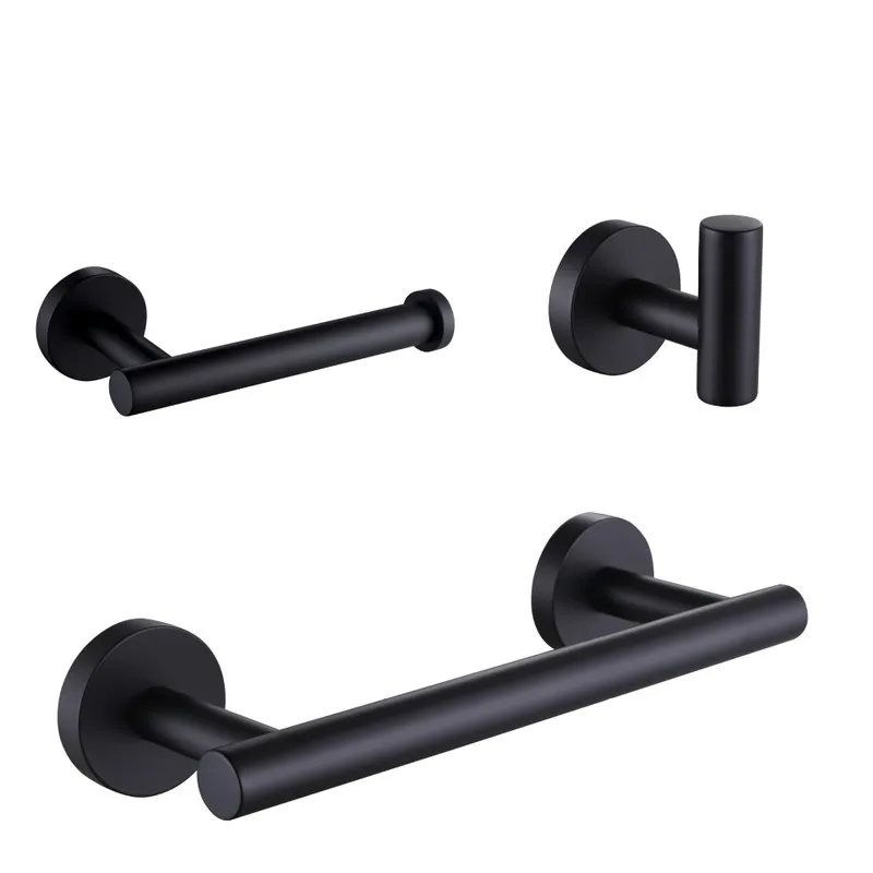 

Cross Border Optimization Towel Rack 304 Stainless Steel Black Suit Tissue Holder Clothes Hook Towel Rack Bathroom Shelf