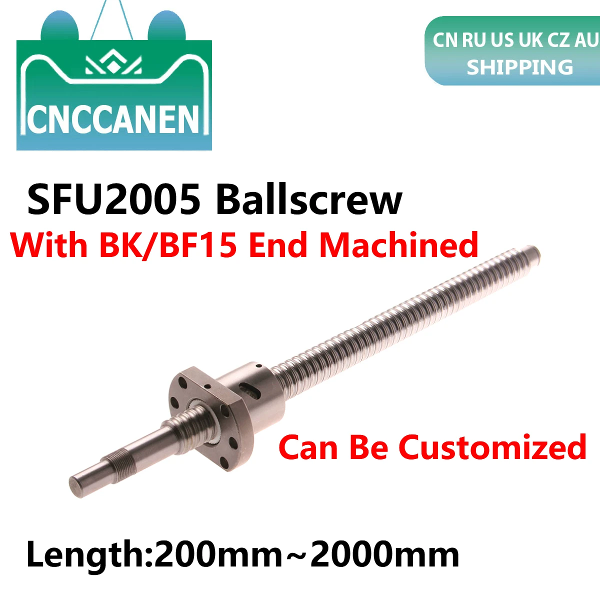 Parafuso de Esfera para Cnc Sfu2005 c7 Extremidade Usinada 300 mm 500 mm 600 mm 800 mm 1000 mm 1500 mm 1600 mm Rm2005 Única Porca de Esfera 2005 Ballscrew Sfu2005