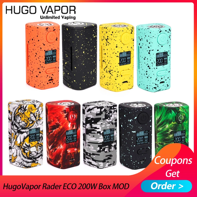  Original E cigs Hugo Vapor Rader ECO 200W Box MOD Light-weight Electronic Cigarette mod by dual 186