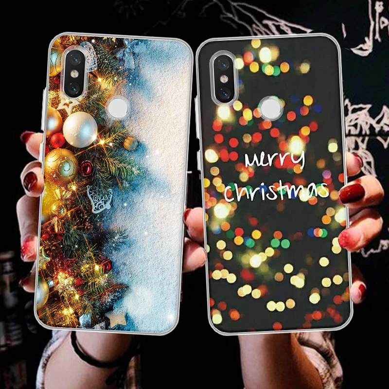 

Happy New Year Glitter Light Case For Xiaomi Redmi Note 7 K20 6 5 3S 4 Pro Plus 6A 4X 4A 5A Go Christmas Case For Redmi S2 Soft