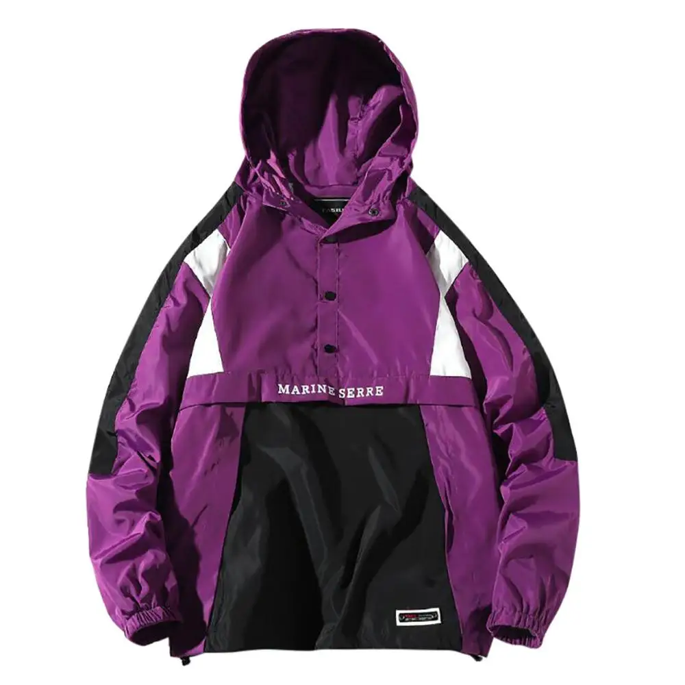 

Hxroolrp Men's Jackets Autumn Casual Hooded Patchwork Outdoor Sport Coat Plus Size Pullover Streetwear Mixed Color Jackets Male