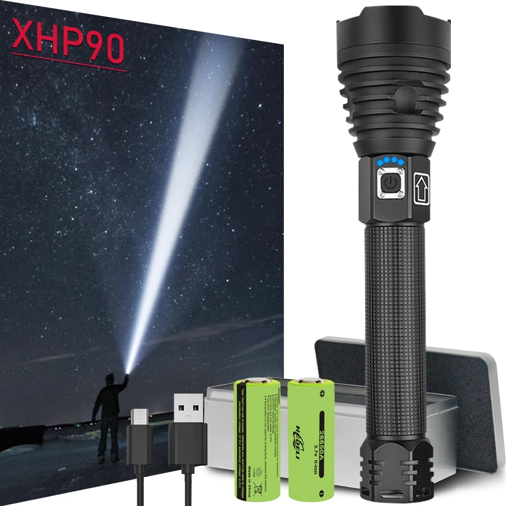 

most powerful led flashlight New CREE xhp90 usb rechargeable torch xhp50 xhp70 zoom hand lamp 26650 18650 Battery flash light