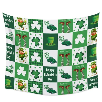 

St. Patrick'S Day Green Truck Carrying Shamrocks Wall Tapestry Home Decoration Wall Hanging for Bedroom Living Room