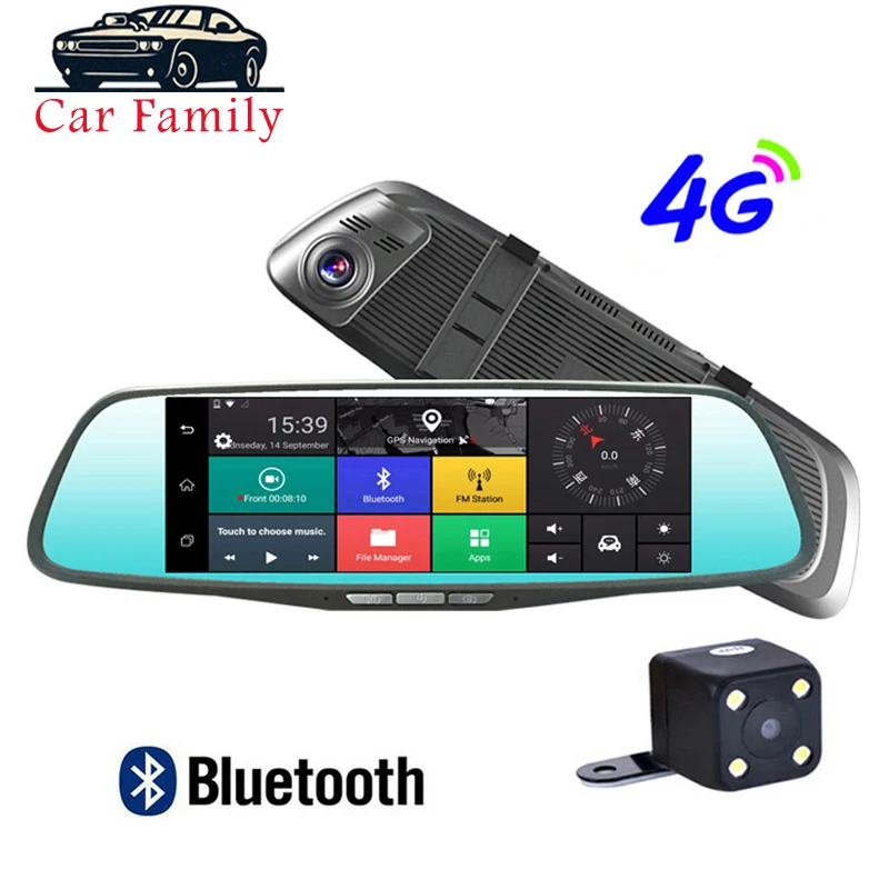 Автомобильный видеорегистратор 4G 8 дюймов Android 5 1 зеркало заднего вида с двумя