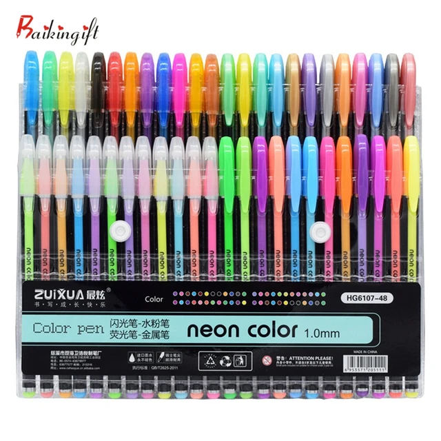 48/36/24/18/12/6 Colors Gel Pens Set Highlighter Marker Pen Watercolor Pen  Glitter Gel Pen for Adult Coloring Books Journals Drawing Doodling Art  Markers