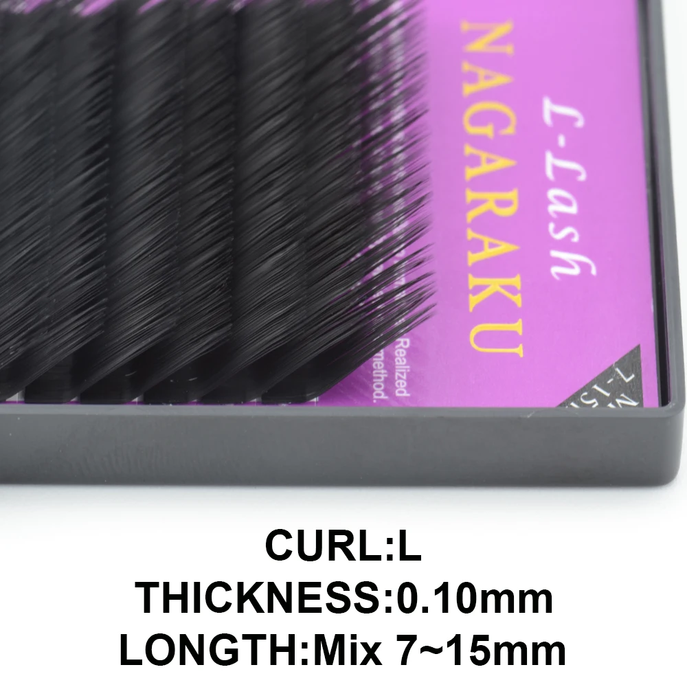 NAGARAKU 5 чехлов L curl 7~ 15 мм микс норковых ресниц для наращивания l curl Индивидуальные ресницы L curl накладные ресницы премиум-класса из мягкой норки