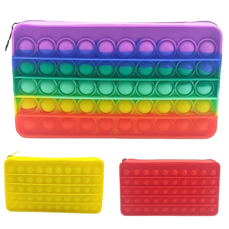 Unzip Bubble Toys Large-Size Fidget Pencil Case Push Pop Its Pendant Bag Hot Sale Adult Decompression Children Anti-Stress | Игрушки и