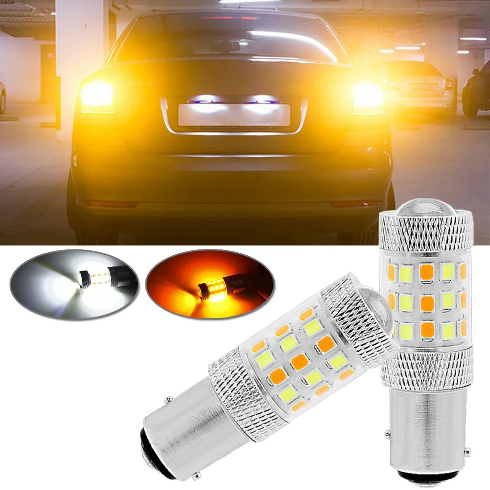 2x1157 BAY15D 42SMD Белый/янтарный двухцветный переключатель поворотного сигнала светильник светодиодный лампочка