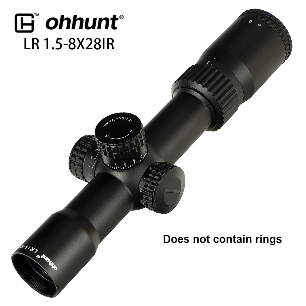 Тактический ohhunt LR 1,5-8X28 ИК компактный охотничий прицел Mil Dot стекло травленая сетка Красное освещение башенки замок Сброс прицел - Цвет: No Rings